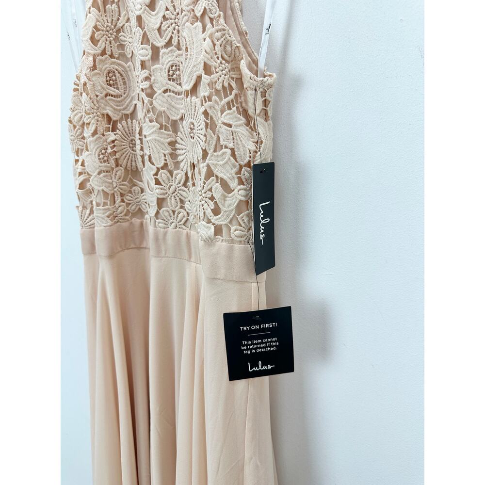 Lulus Picture Perfect Blush Lace Maxi Dress Formal Evening Bridesmaid Small NWT - Picture 8 of 14